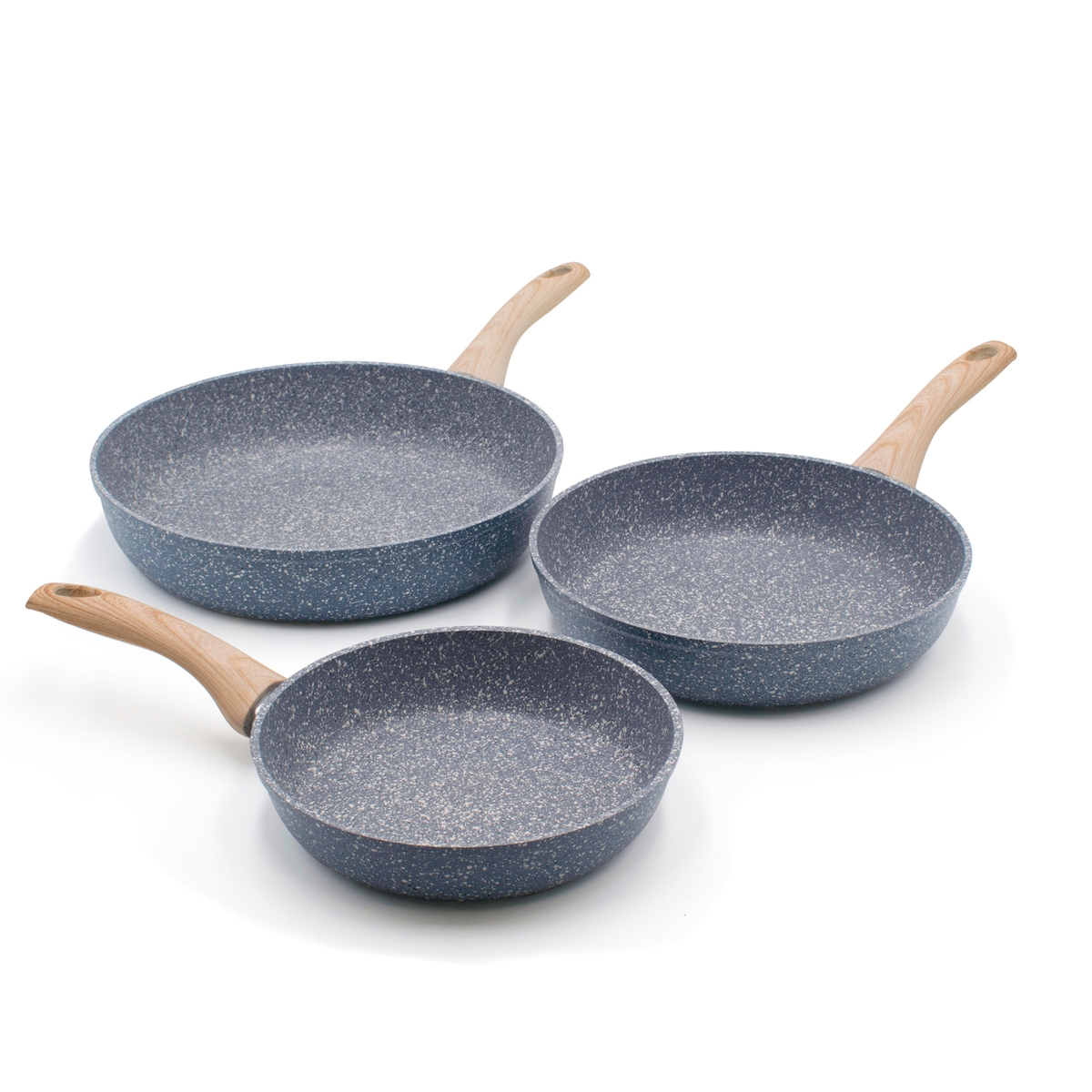 Set de 3 poêles en aluminium antiadhésif avec manche en bois Pierre Gourmet Promotion Set de 3 poêles en aluminium antiadhésif avec manche en bois Pierre Gourmet Promotion