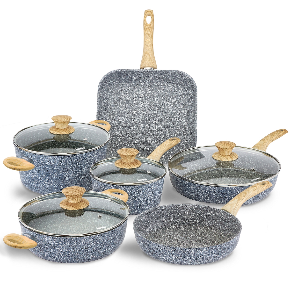 Ensemble de 10 pièces de casseroles et poêles en aluminium antiadhésif Pierre Gourmet Promotion Ensemble de 10 pièces de casseroles et poêles en aluminium antiadhésif Pierre Gourmet Promotion