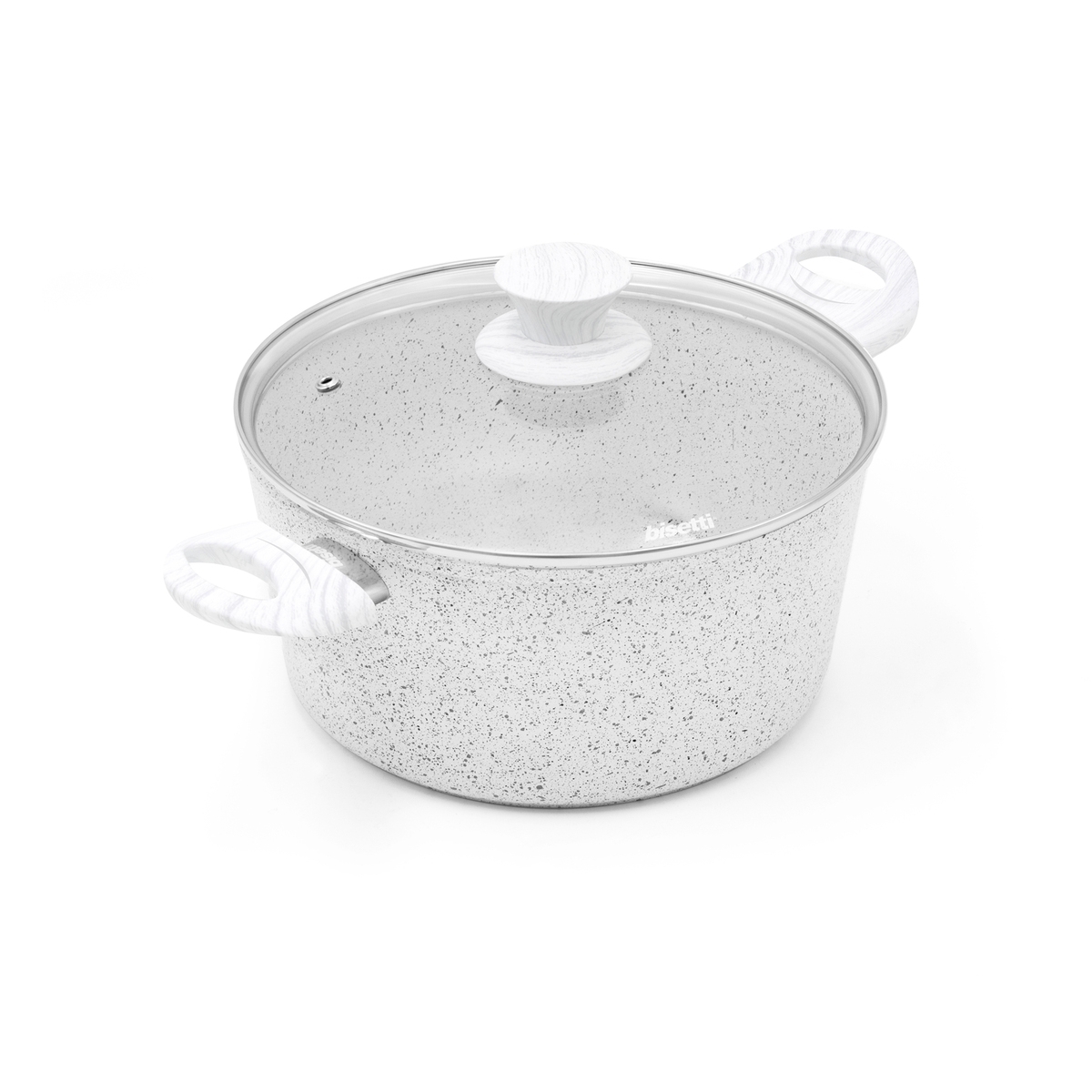 Antihaft-Kasserolle 24cm mit weißem Holzgriff Bisetti Stonewhite Aktion Antihaft-Kasserolle 24cm mit weißem Holzgriff Bisetti Stonewhite Aktion