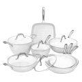 Batteria 13 pezzi padelle pentola bistecchiera antiaderenti Stonewhite Promozione