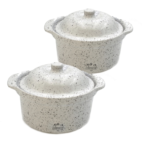 Set de 2 cocottes plat à four en céramique stoneware Bisetti Stonewhite Promotion