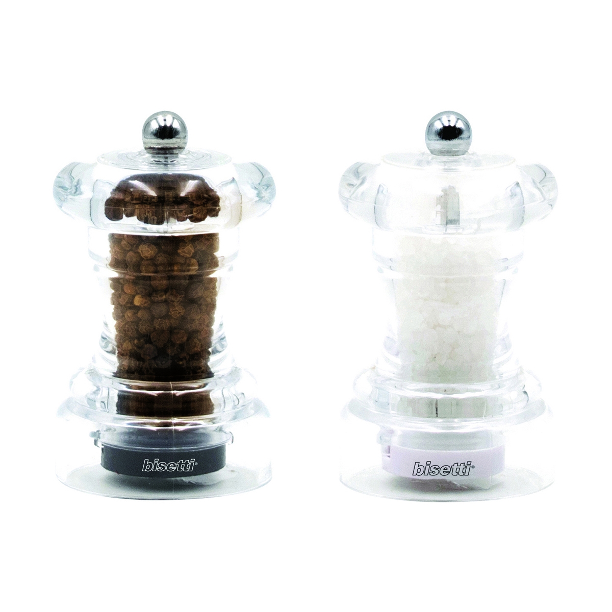 Set macina sale pepe trasparente manuale 10cm Bisetti Promozione Set macina sale pepe trasparente manuale 10cm Bisetti Promozione