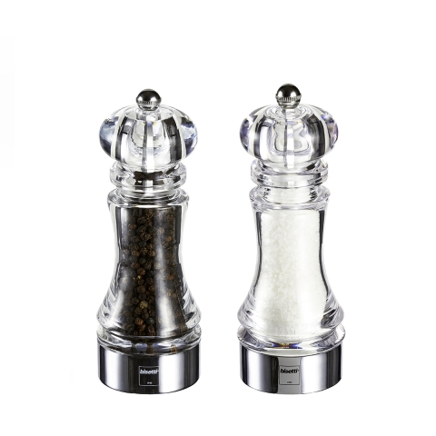 Moulin à sel et poivre transparents pour table cuisine 17,5 cm Bisetti Stonewhite Promotion