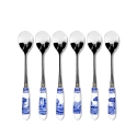 Ensemble de 6 cuillères à café en acier et céramique style anglais Blue Italian Promotion