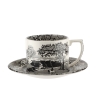 Tazza da tè con piattino in porcellana stile inglese Black Italian Promozione