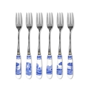 Set 6 forchette dessert acciaio ceramica stile inglese Blue Italian Promozione