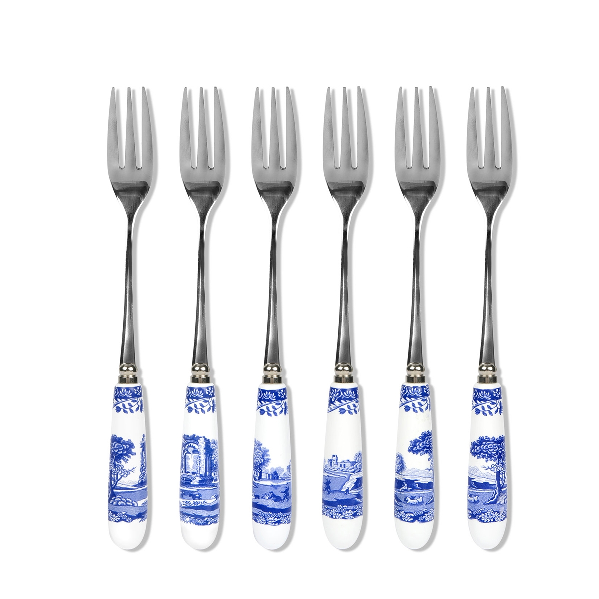 Set 6 forchette dessert acciaio ceramica stile inglese Blue Italian Promozione Set 6 forchette dessert acciaio ceramica stile inglese Blue Italian Promozione
