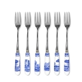 Set 6 forchette dessert acciaio ceramica stile inglese Blue Italian Promozione