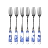 Set 6 forchette dessert acciaio ceramica stile inglese Blue Italian Promozione
