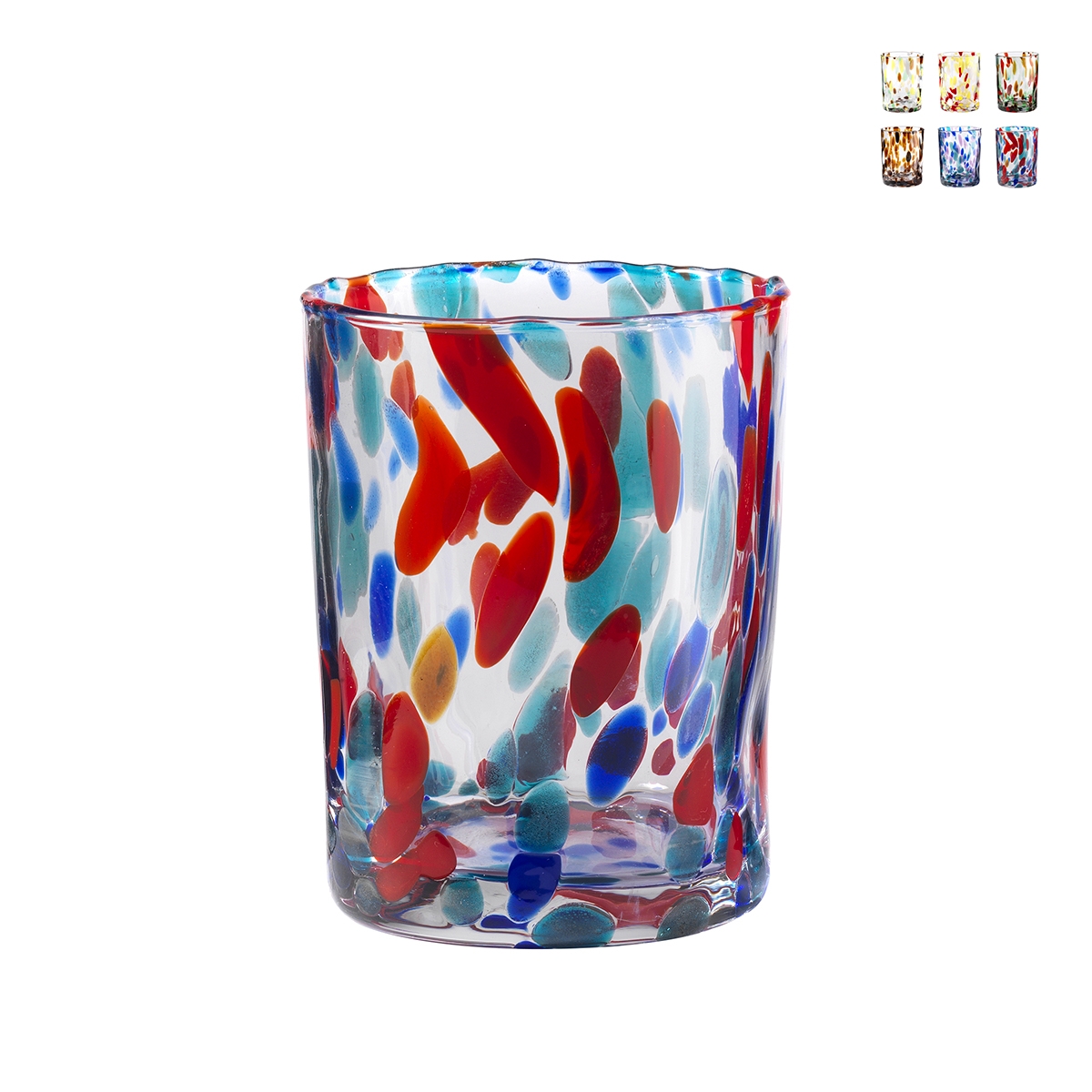 Set de 6 verres à eau en verre coloré design créatif 10cm Banderoles Promotion Set de 6 verres à eau en verre coloré design créatif 10cm Banderoles Promotion