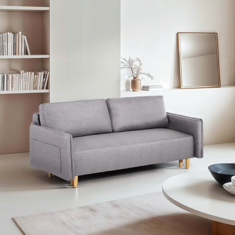 Canapé convertible 2 places style scandinave dossier inclinable Chara Promotion