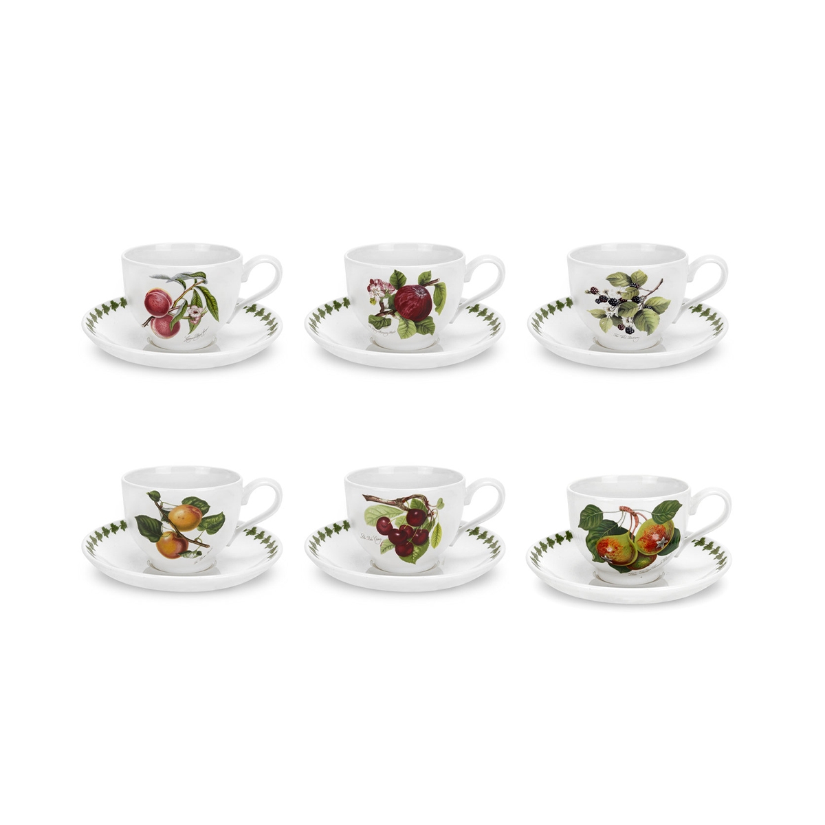 Set di 6 tazze da tè con piattino in porcellana Portmeirion Pomona Promozione Set di 6 tazze da tè con piattino in porcellana Portmeirion Pomona Promozione