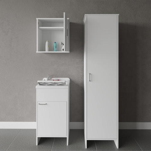 Set mobile Wäscherei mit schwebendem Hängeschrank und Schrank Negrari COMP 5 Aktion