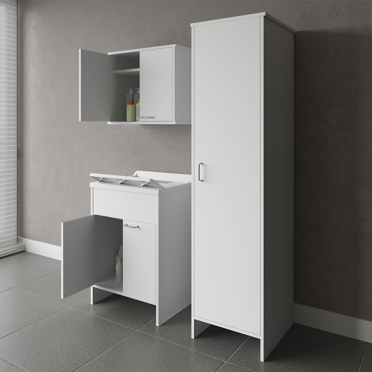 Negrari Waschraum-Set COMP 6 mit Hängeschrank, Waschbecken und Hochschrank Aktion Negrari Waschraum-Set COMP 6 mit Hängeschrank, Waschbecken und Hochschrank Aktion