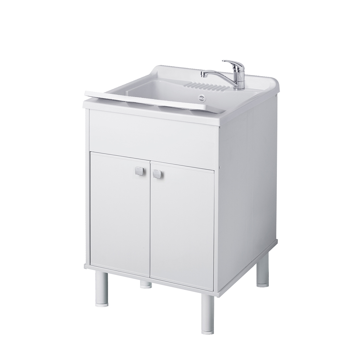 Meuble de buanderie d'extérieur en PVC avec bac et 2 portes Negrari 9052K Promotion Meuble de buanderie d'extérieur en PVC avec bac et 2 portes Negrari 9052K Promotion