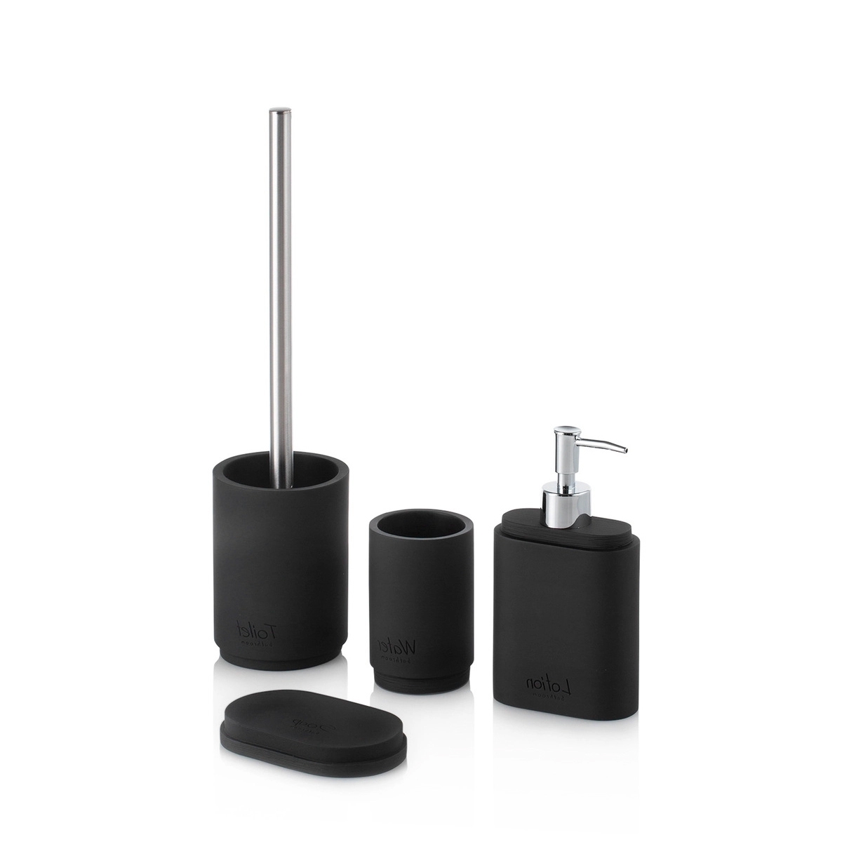 Ensemble de salle de bain 4 pièces en résine noire Zima Promotion Ensemble de salle de bain 4 pièces en résine noire Zima Promotion