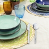 Set aus 6 runden Platzsets aus geflochtenem Stroh Ø38cm Spiral Color 