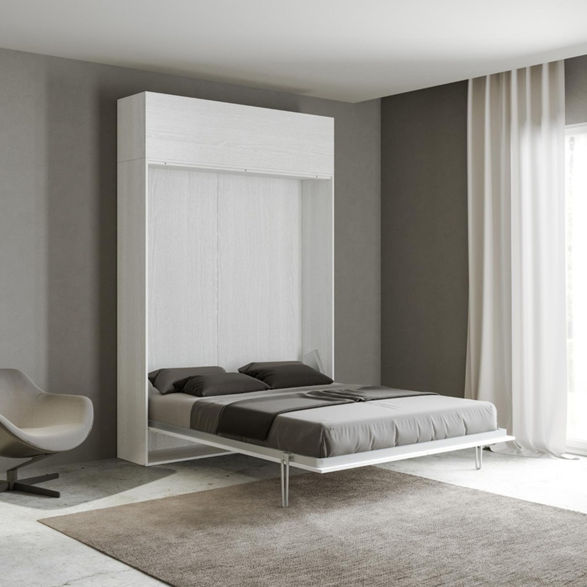 Letto a scomparsa matrimoniale con pensile vasistas bianco Kentaro Promozione Letto a scomparsa matrimoniale con pensile vasistas bianco Kentaro Promozione
