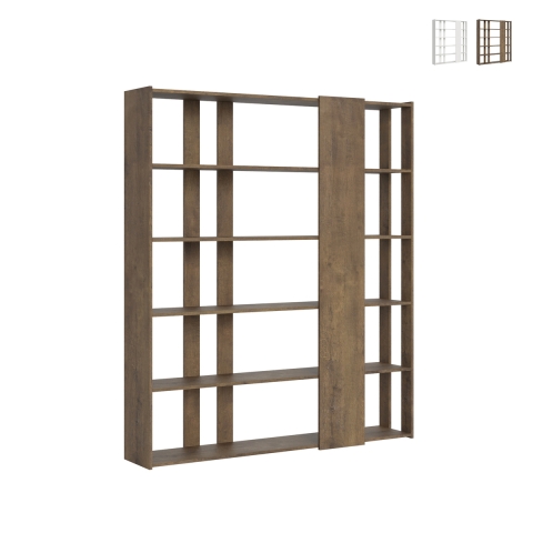 Bibliothèque bureau salon design biface à 6 étagères 78x36x204 Kato Promotion