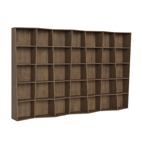 Étagère murale salon design moderne avec compartiments en bois noyer Trek 7 Promotion