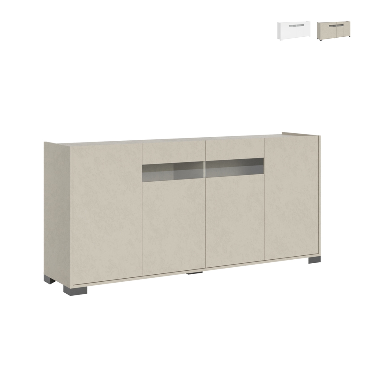 Moderne Anrichte mit 4 Türen und Rauchglas, 172x40x81 Riflesso Aktion Moderne Anrichte mit 4 Türen und Rauchglas, 172x40x81 Riflesso Aktion
