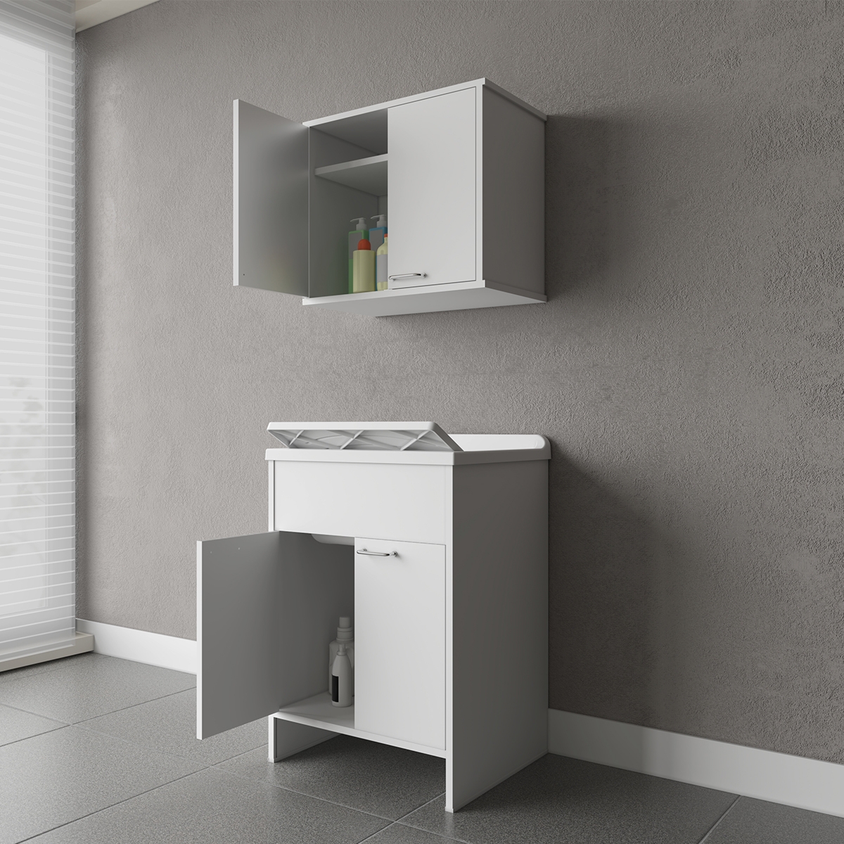 Ensemble buanderie avec armoire et meuble mural à 2 portes COMP 2 Negrari Promotion Ensemble buanderie avec armoire et meuble mural à 2 portes COMP 2 Negrari Promotion
