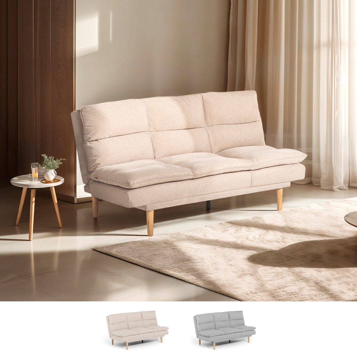 Divano letto clic clac 2 posti in tessuto con schienale reclinabile Livra Promozione Divano letto clic clac 2 posti in tessuto con schienale reclinabile Livra Promozione