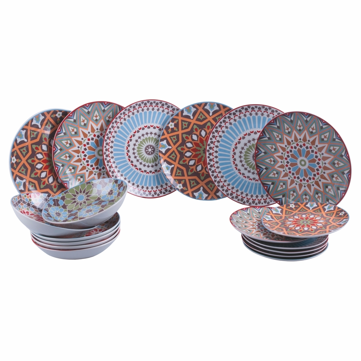 Service de table 18 pièces en porcelaine, assiettes décorées style exotique Casablanca Promotion Service de table 18 pièces en porcelaine, assiettes décorées style exotique Casablanca Promotion