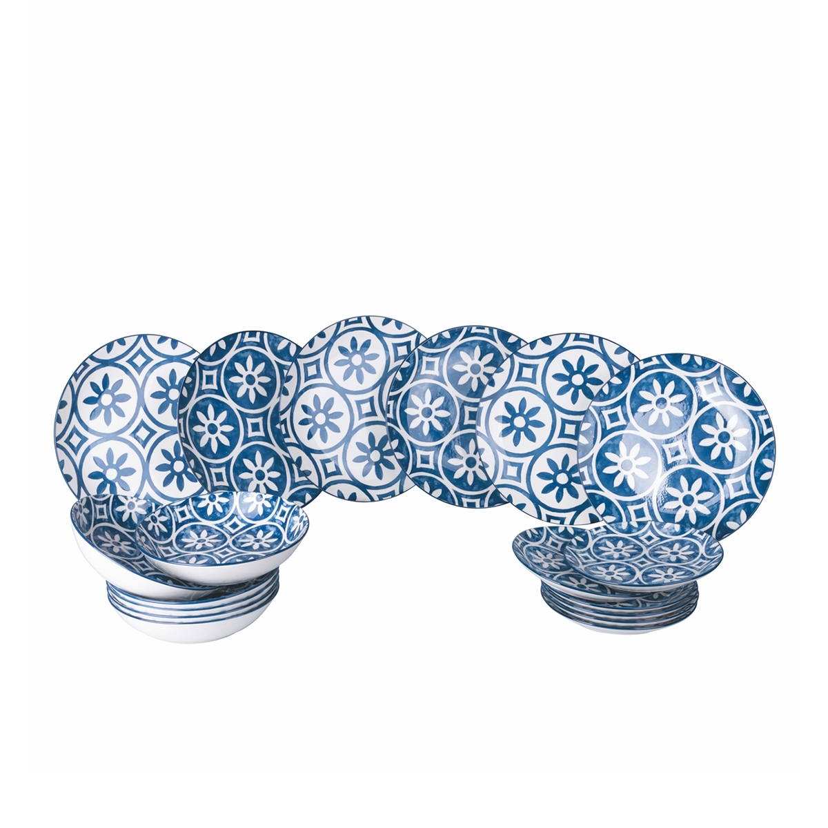 Set piatti tavola 18 pezzi design mediterraneo in porcellana Paxos Promozione Set piatti tavola 18 pezzi design mediterraneo in porcellana Paxos Promozione