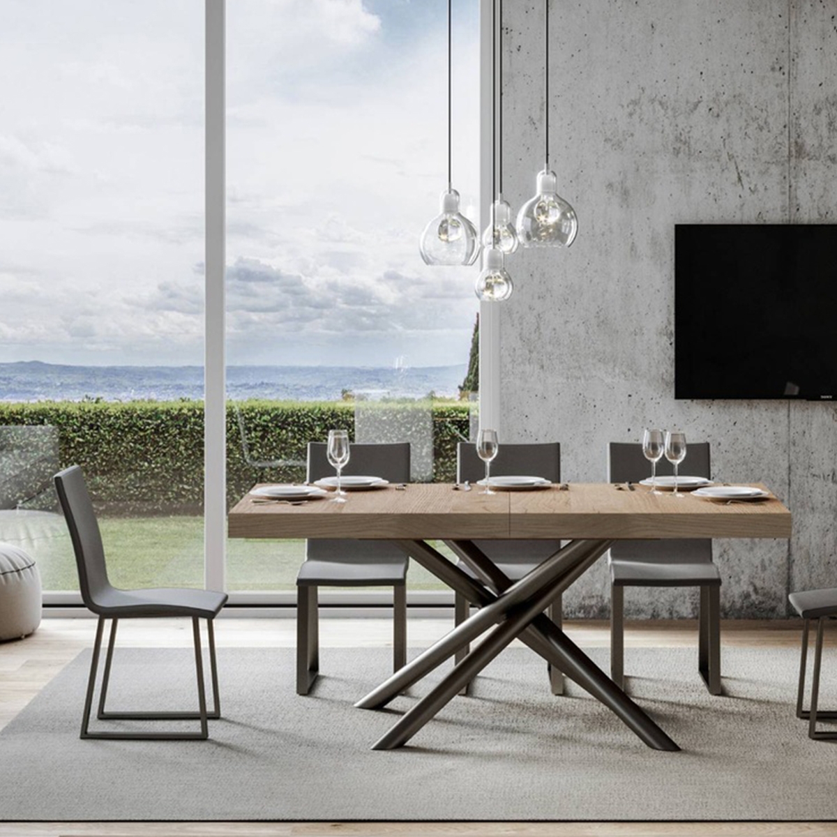 Tavolo allungabile design industrial legno antracite 90x180-440 Famas Promozione Tavolo allungabile design industrial legno antracite 90x180-440 Famas Promozione