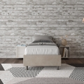 Letto singolo 90x190cm imbottito tessuto beige con rete Azelia Promozione