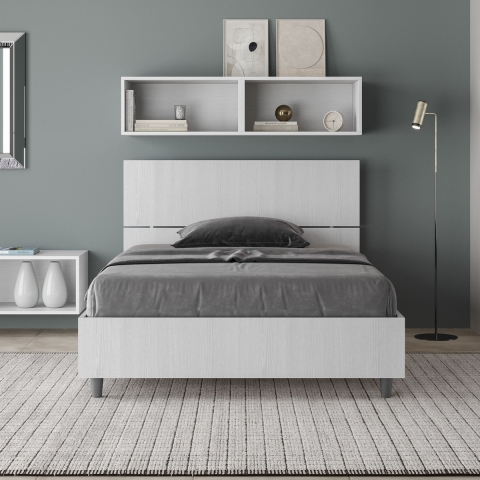Letto una piazza e mezza contenitore 120x190 in legno bianco Demas Promozione