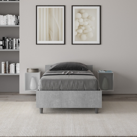 Lit simple 80x190cm moderne sans sommier gris ciment Nuamo Promotion