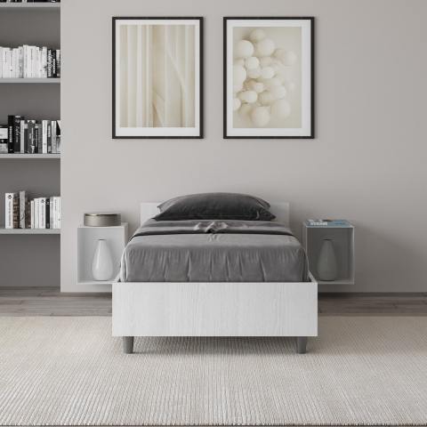 Einzelbett mit Stauraum 80x190 in weißem Holz Nuamo Aktion