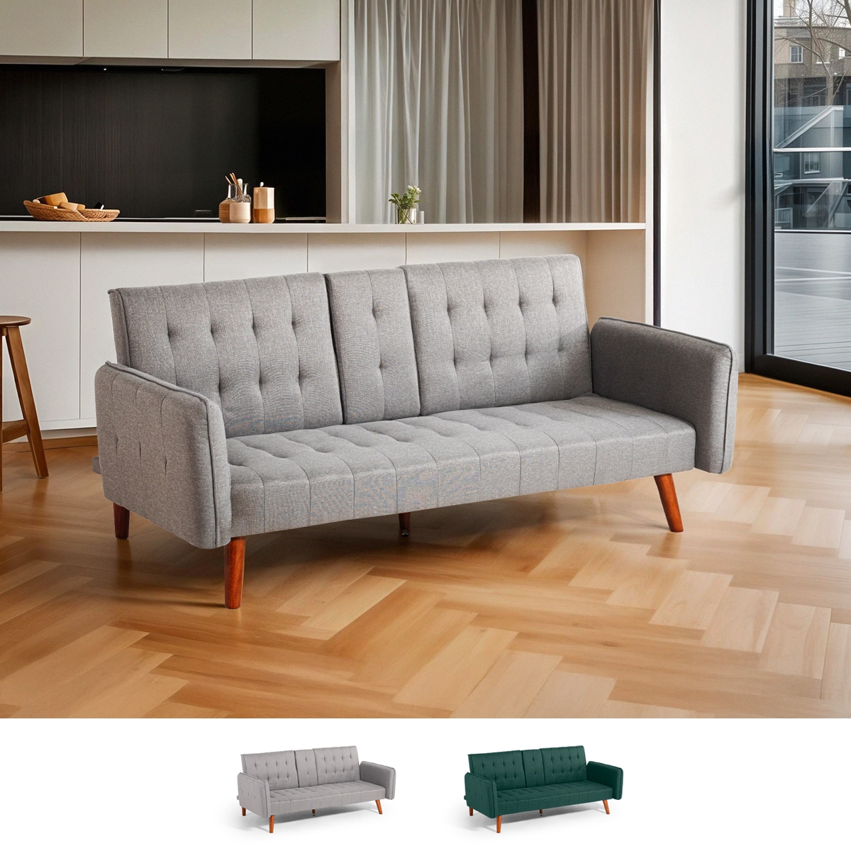 Divano letto 2 posti reclinabile con bracciolo portabevande Ember Scelta Divano letto 2 posti reclinabile con bracciolo portabevande Ember Scelta
