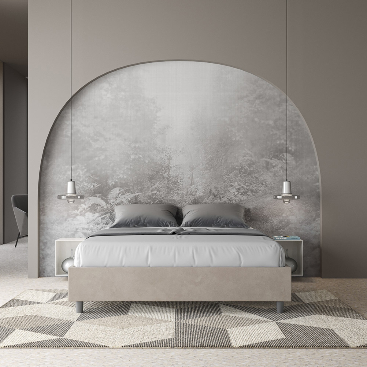 Letto matrimoniale contenitore 160x190 imbottito tessuto beige Azelia Promozione Letto matrimoniale contenitore 160x190 imbottito tessuto beige Azelia Promozione