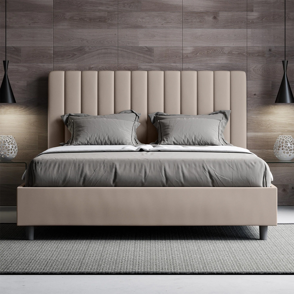 Letto matrimoniale con contenitore giroletto imbottito 160x210 Agueda Promozione Letto matrimoniale con contenitore giroletto imbottito 160x210 Agueda Promozione