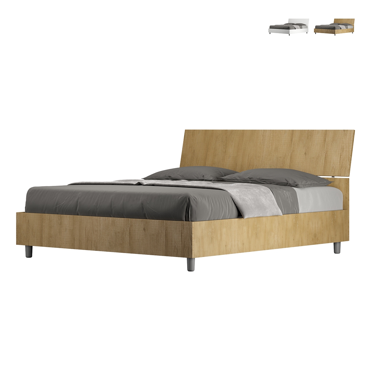 Lit double 160x190cm sans sommier avec tête de lit inclinée Demas Promotion Lit double 160x190cm sans sommier avec tête de lit inclinée Demas Promotion