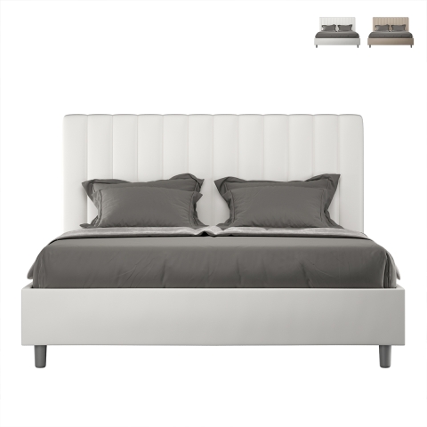Letto matrimoniale 160x200 senza rete con testiera in similpelle Agueda Promozione