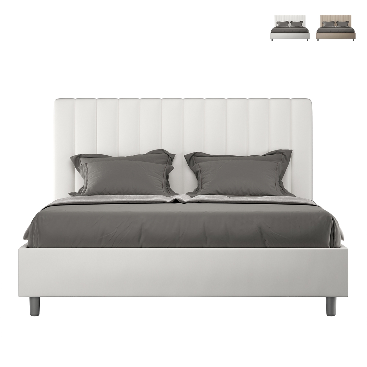 Lit double 160x200 sans sommier avec tête de lit en similicuir Agueda Promotion Lit double 160x200 sans sommier avec tête de lit en similicuir Agueda Promotion
