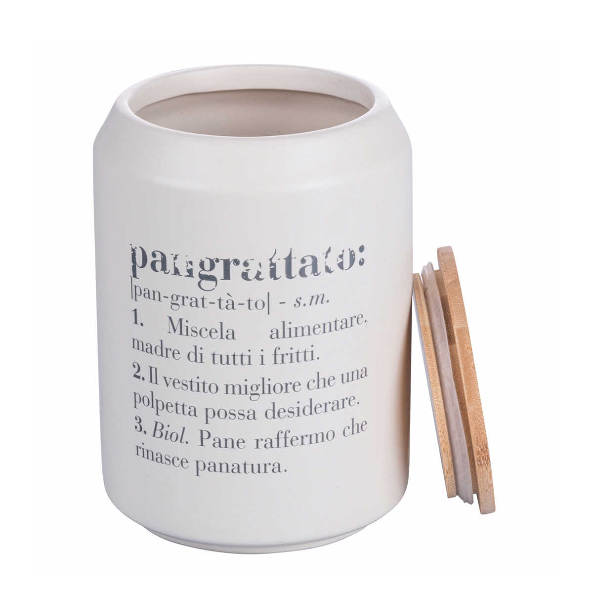 Pot en grès 12,5x18 pour chapelure couvercle bambou Victionary Promotion Pot en grès 12,5x18 pour chapelure couvercle bambou Victionary Promotion