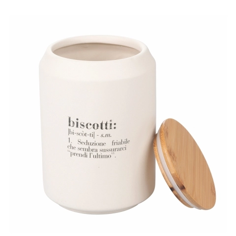 Biscottiera in ceramica con coperchio bambù 12,5x18 Victionary Promozione