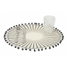 Set aus 6 runden Tischsets mit geometrischem Design und Pompons, 38 cm, Schwarz Aktion