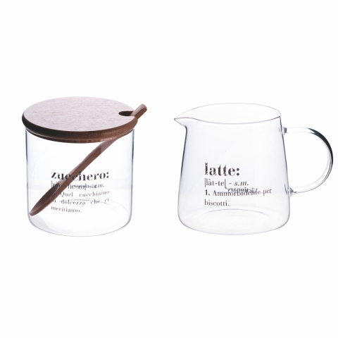 Set lattiera sucrier en verre cuillère couvercle 320 ml Victionary Promotion