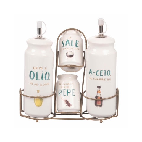 Set portacondimenti da tavola olio aceto sape pepe spezie Le Travisate Promozione