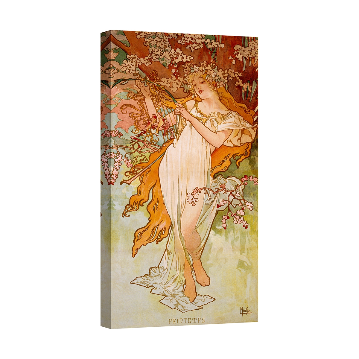 Leinwanddruck im floralen Jugendstil "Primavera" von Alphonse Mucha Aktion Leinwanddruck im floralen Jugendstil "Primavera" von Alphonse Mucha Aktion
