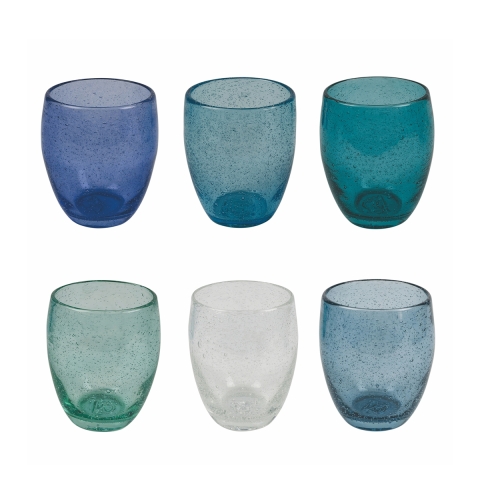 Set de 6 verres à eau en verre soufflé bleu de table Acapulco Ocean Promotion