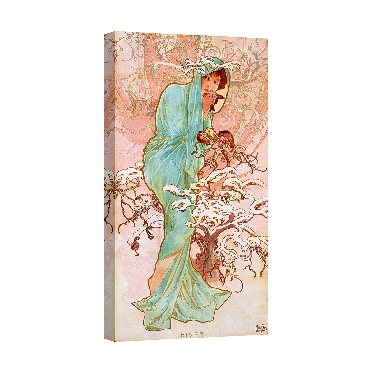 Tableau impression sur toile femme style Art Nouveau Hiver Alphonse Mucha Promotion Tableau impression sur toile femme style Art Nouveau Hiver Alphonse Mucha Promotion