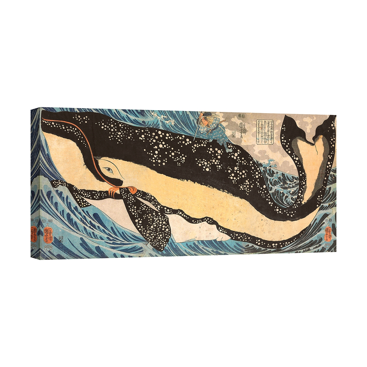 Leinwanddruck Miyamoto tötet einen riesigen Wal Kuniyoshi Utagawa Aktion Leinwanddruck Miyamoto tötet einen riesigen Wal Kuniyoshi Utagawa Aktion