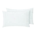 Set 2 federe per cuscini 50x80cm in cotone bianco con patella Toronto Promozione